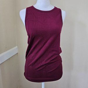 NWT Fabletics Red Wine Pucker Back detail Athletic Sleeveless Top sz S